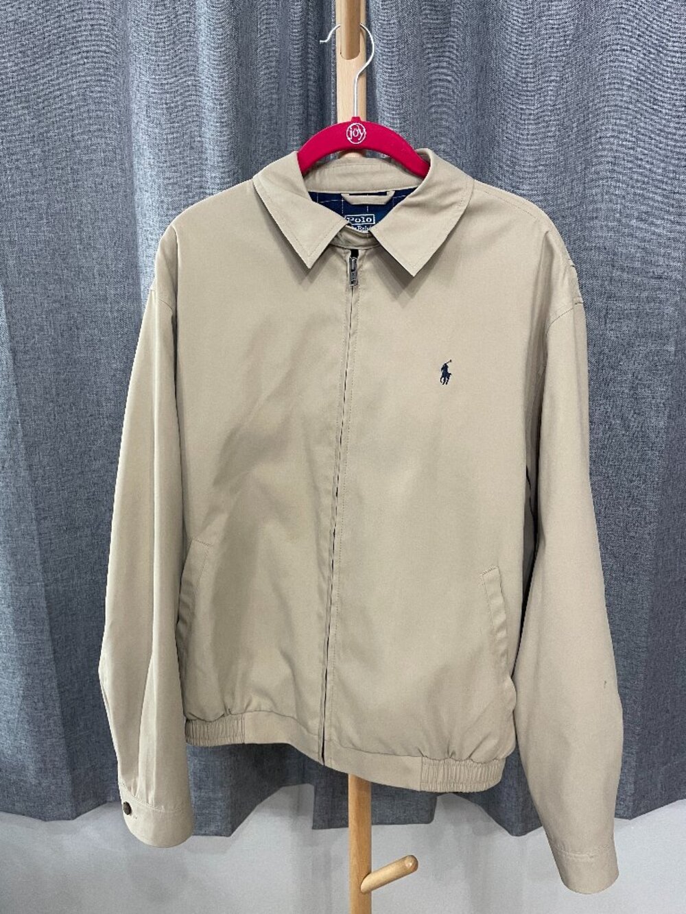 Vintage Polo Ralph Lauren Harrington Jacket Medium Beige Khaki Plaid Lined
